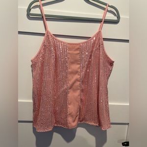 Pink sequined tank with adjustable spaghetti straps Perfect for Valentine’s Day